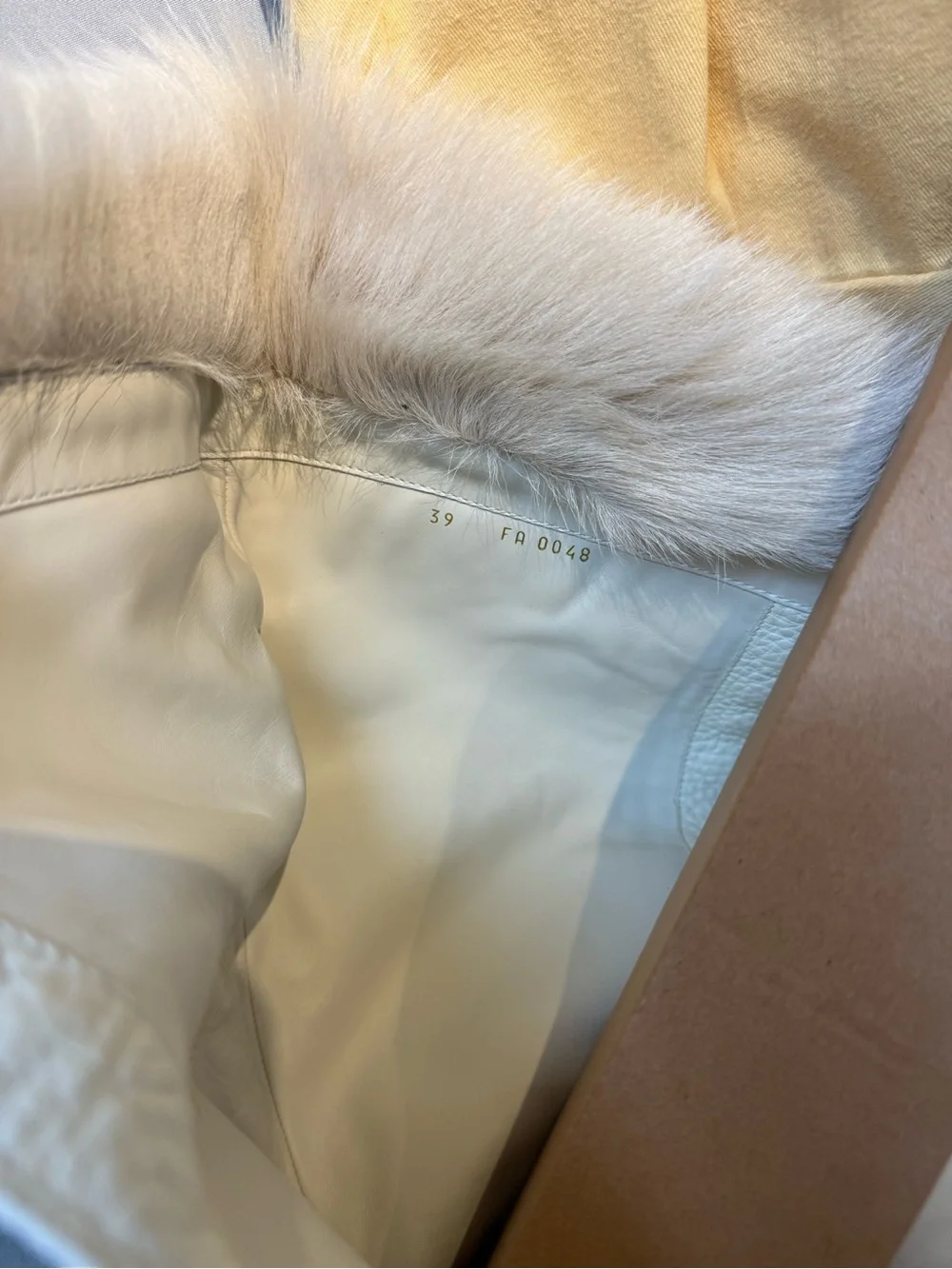 Louis Vuitton Cream Leather Fur-Trim Lace-Up Boots